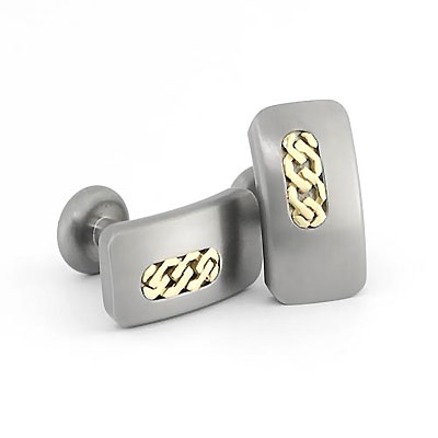 Edward Mirell Titanium and 18K Gold Cufflinks