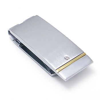 COLIBRI Stainless Steel Gold & Diamond Money Clip