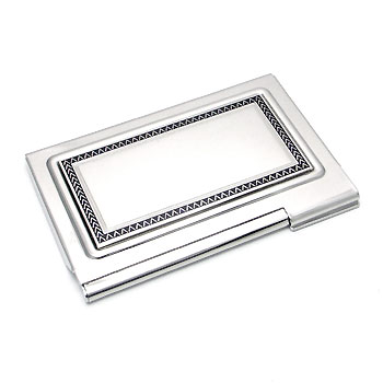 COLIBRI Stainless Steel Black Lacquer Business Card Holder