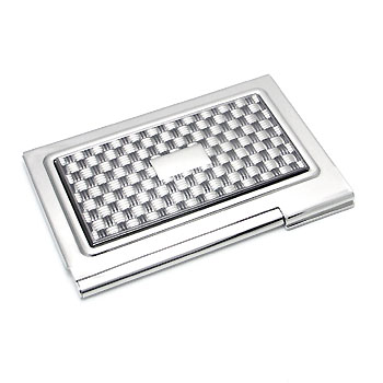 COLIBRI Stainless Steel Basket Weave Business Card Holder