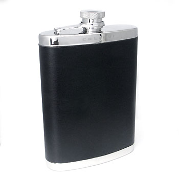 COLIBRI Stainless Steel Leather Flask (10 oz)