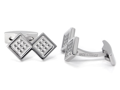 ST Dupont Palladium Double Square Diamond Head Cufflinks