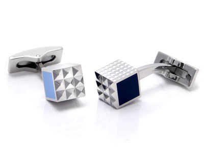 ST Dupont Palladium Blue Lacquer Diamond Head Cufflinks