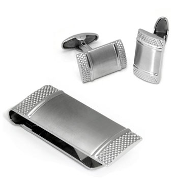 Colibri STARLINER Stainless Steel Money Clip Cufflinks Gift Set