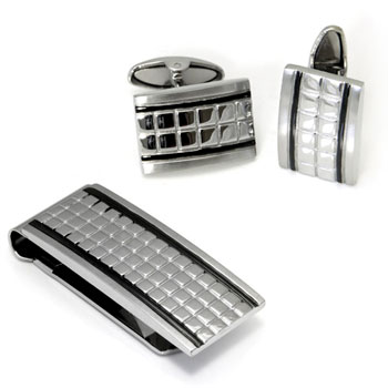 Colibri GRUVE Stainless Steel Money Clip Cufflinks Gift Set