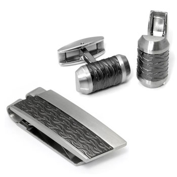 Colibri THROTTLE Stainless Steel Money Clip Cufflinks Gift Set