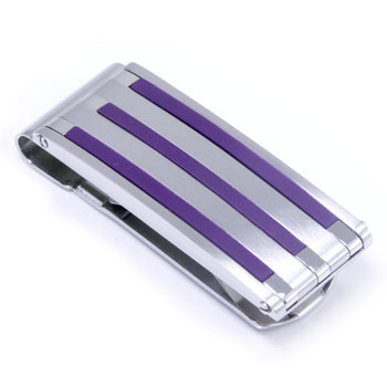 COLIBRI Stainless Steel Purple Resin Money Clip