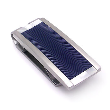 COLIBRI Stainless Steel Arctic Bluewood Mother of Pearl Money Clip