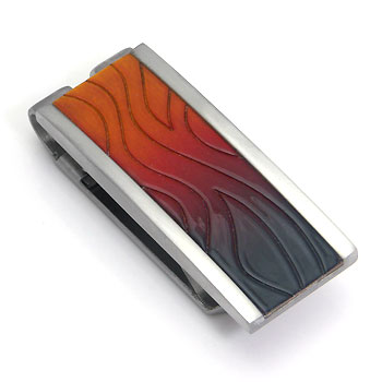 COLIBRI INFERNO Stainless Steel & Wood  Money Clip