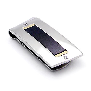 Dolan Bullock ROME 18K Gold & Diamond Titanium Steel Money Clip
