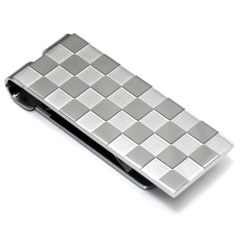 Stainless Steel Checkered Money Clip