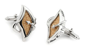 Sterling Silver Tan Organic Stingray Leather Cufflinks