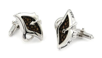 Sterling Silver Mocha Organic Stingray Leather Cufflinks