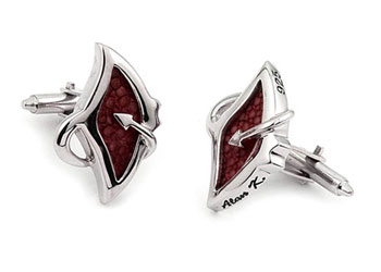 Sterling Silver Red Organic Stingray Leather Cufflinks