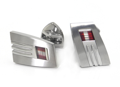 LAMBORGHINI Red White Red Titanium Steel Cufflinks