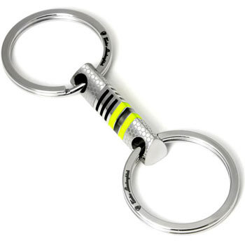 LAMBORGHINI Stainless Steel Key Ring w/ Green Crystals