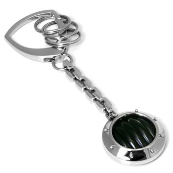 LAMBORGHINI Stainless Steel Key Ring w/ Black Crystals