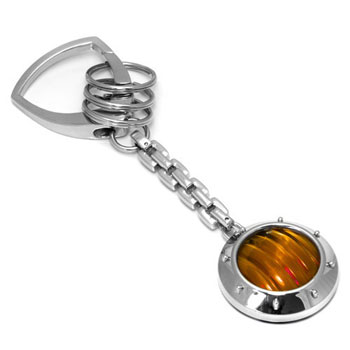 LAMBORGHINI Stainless Steel Key Ring w/ Yellow Crystals