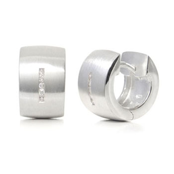 Bastian Inverun Sterling Silver 8MM  Channel Set Diamond Huggie Earrings