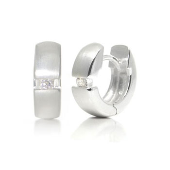 Bastian Inverun Sterling Silver Tension Set Diamond Huggie Earrings