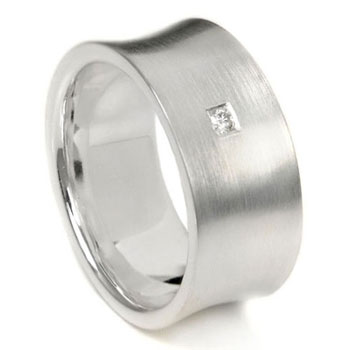 Bastian Inverun Sterling Silver 8MM Concave Diamond Ring