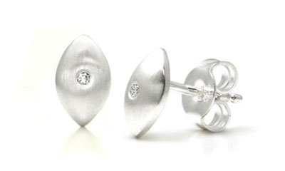 Bastian Inverun Sterling Silver Marquise Diamond Stud Earrings