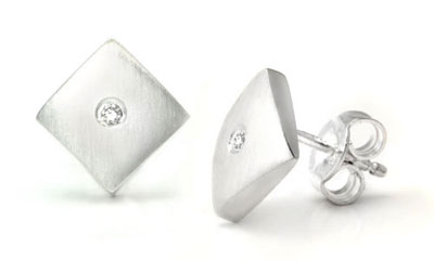 Bastian Inverun Sterling Silver Diamond Curved Stud Earrings
