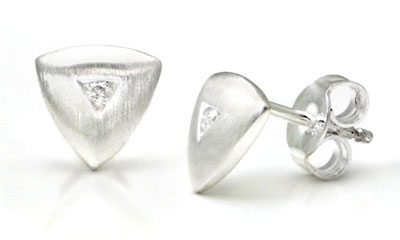 Bastian Inverun Sterling Silver Trillion Diamond Stud Earrings