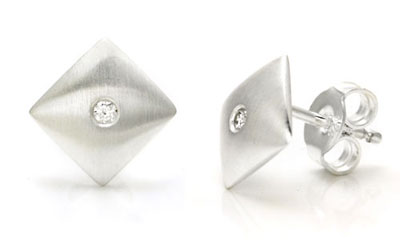 Bastian Inverun Sterling Silver Diamond Dome Stud Earrings