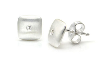 Bastian Inverun Sterling Silver Square Diamond Dome Stud Earrings