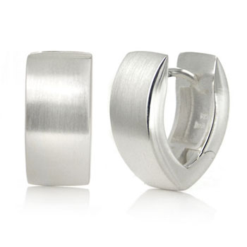 Bastian Inverun Sterling Silver Satin Finish Heart Shape Huggie Earrings