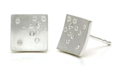 Bastian Inverun Sterling Silver Square Scattered Diamond Earrings