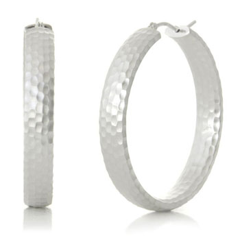 Bastian Inverun Sterling Silver Hammer Finish Hoop Earrings