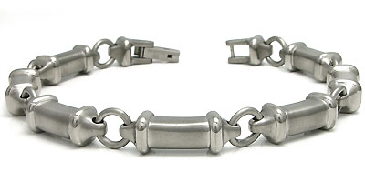 Men's Titanium Barrel Bar Link Bracelet