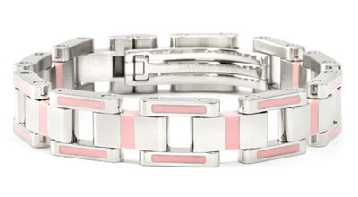 BERCHET Stainless Steel Pink Enamel Bracelet