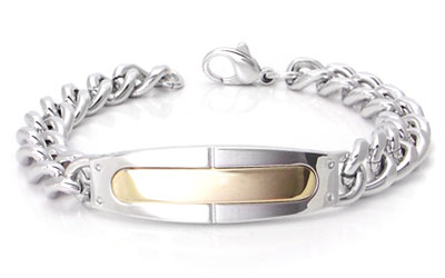 Dolan Bullock Sterling Silver 14K Gold Signet ID Bracelet