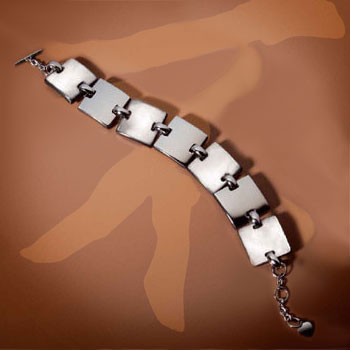 Macao Stainless Steel Mother of Pearl Square Link Bracelet