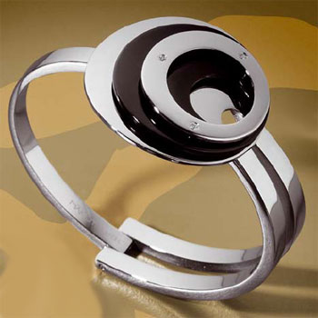 Kimana Black Stainless Steel Diamond Round Bangle from titaniumkay.com