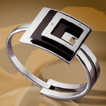 Kimana Black Stainless Steel Diamond Bangle