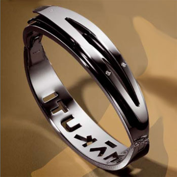 Kimana Black Stainless Steel Diamond Bangle