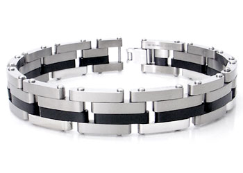 Dolan Bullock TROY 18K White Gold Black Titanium Steel Bracelet