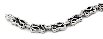 Sterling Silver Hematite Organic Stingray Leather Link Bracelet