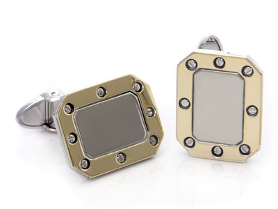 Dolan Bullock 18K Gold Border w/ Screw Sterling Silver Cufflinks