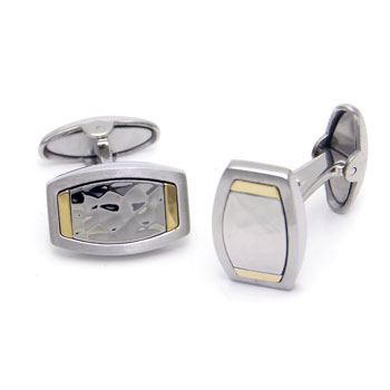 Dolan Bullock LONDON 18K Gold Hammer Finish Steel Cufflinks