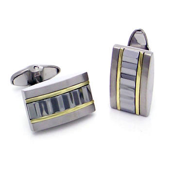 Dolan Bullock 18K Gold & Tungsten Titanium Cufflinks