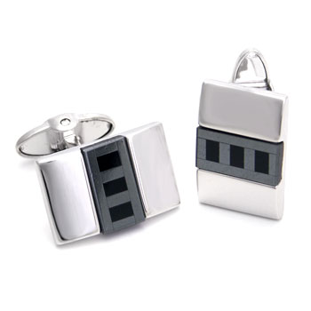 Dolan Bullock MOSAIC Onyx & Hematite Silver Cufflinks