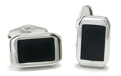 Dolan Bullock Sterling Silver Chocolate Leather Cufflinks