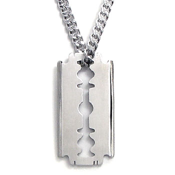 Nitrogen Stainless Steel Razor Blade Pendant w/ Curb Chain
