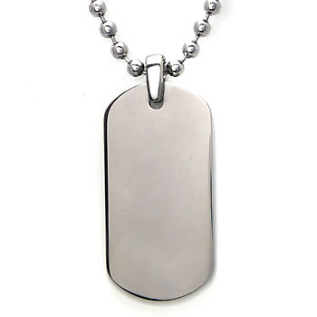 Titanium Engravable Dog Tag Pendant w/ Bead Chain