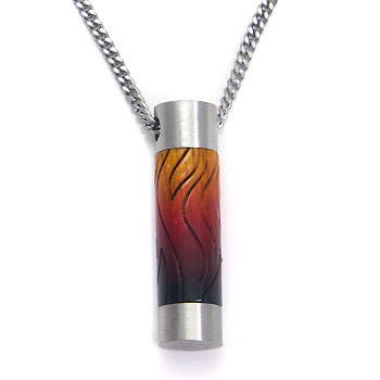 COLIBRI INFERNO Stainless Steel& Wood Pendant w/ Chain
